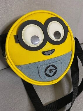 Minions Round Crossbody Bag with Denim Pocket - Yellow